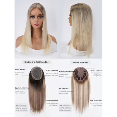 Capelli in pu ebrei naturali per donne, finitura in seta, pizzo, fronte biondo europeo, 100-200g