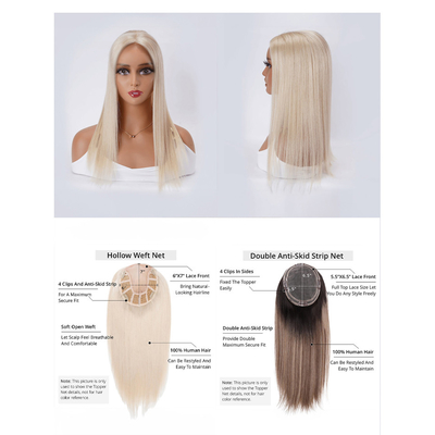 Capelli in pu ebrei naturali per donne, finitura in seta, pizzo, fronte biondo europeo, 100-200g