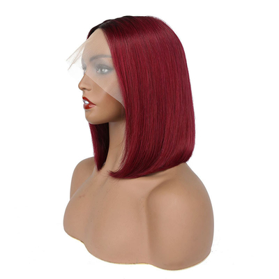 100% capelli umani corto bob riccio dritto pizzico pizzo parrucca anteriore T-parte tessuti brasiliani
