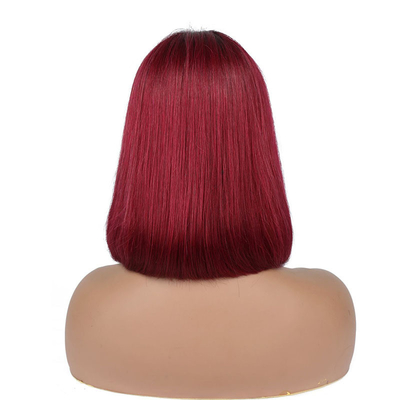 100% capelli umani corto bob riccio dritto pizzico pizzo parrucca anteriore T-parte tessuti brasiliani