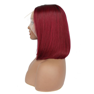 100% capelli umani corto bob riccio dritto pizzico pizzo parrucca anteriore T-parte tessuti brasiliani