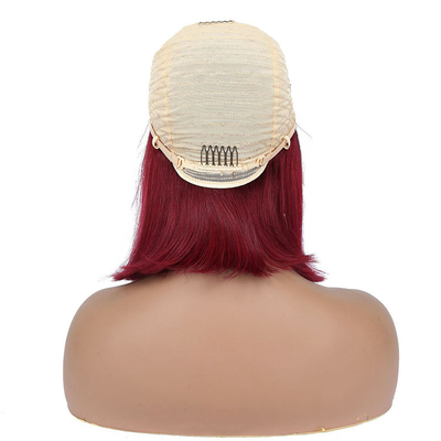 100% capelli umani corto bob riccio dritto pizzico pizzo parrucca anteriore T-parte tessuti brasiliani