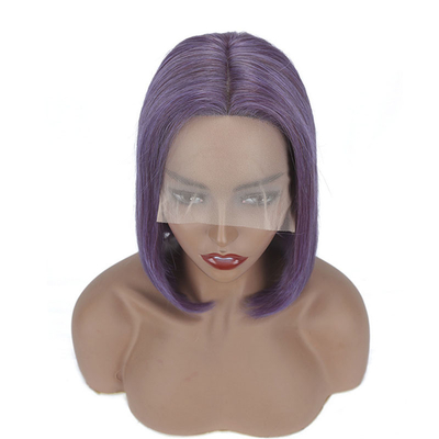 Fumo viola colore retto bob brevi parrucche HD pizzo capelli umani frontali per donne nere