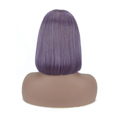 Fumo viola colore retto bob brevi parrucche HD pizzo capelli umani frontali per donne nere