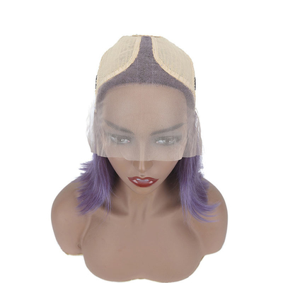 Fumo viola colore retto bob brevi parrucche HD pizzo capelli umani frontali per donne nere