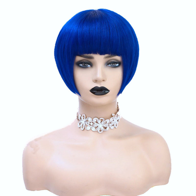 Materiale di base di pizzo svizzero Remy Hair Virgin Silky Short Bob Cut Parrucche Per Donne con 1