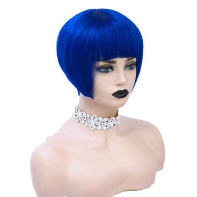 Materiale di base di pizzo svizzero Remy Hair Virgin Silky Short Bob Cut Parrucche Per Donne con 1