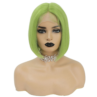 Colore verde capelli umani brasiliani corto bob parrucche 10 pollici con capelli di bambino e HD pizzo frontale