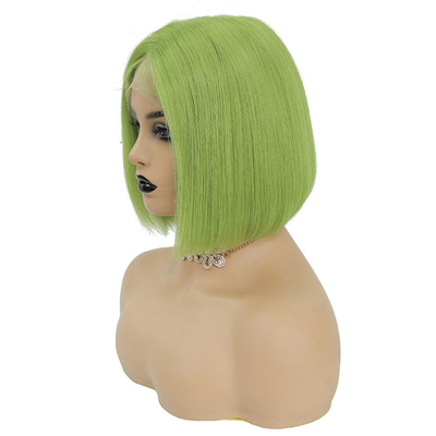 Colore verde capelli umani brasiliani corto bob parrucche 10 pollici con capelli di bambino e HD pizzo frontale