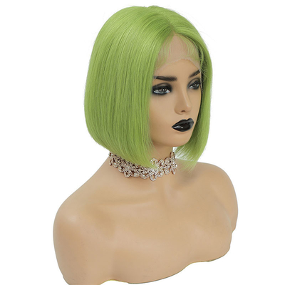 Colore verde capelli umani brasiliani corto bob parrucche 10 pollici con capelli di bambino e HD pizzo frontale