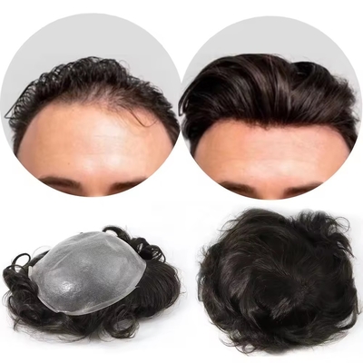Tupe di pelle sottile per uomini Capelli europei con cuticule piena capelli allineati