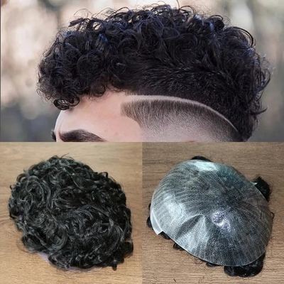 Full cuticle 100% cuticle vergine capelli allineati Afro Toupee per uomini neri