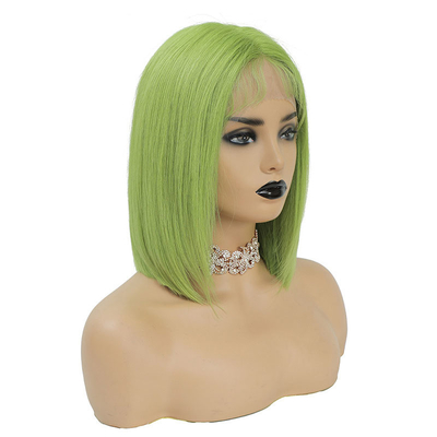 100% capelli umani brasiliani HD pizzo frontale 8A 10A 12A corto bob verde parrucca con pizzo svizzero