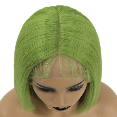100% capelli umani brasiliani HD pizzo frontale 8A 10A 12A corto bob verde parrucca con pizzo svizzero