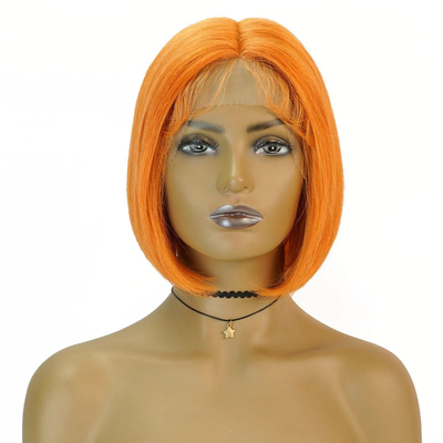 Lacci trasparenti 150% Densità Capelli Remy Rilevante Arancione Bob Retta Parrucche con capelli da bambino