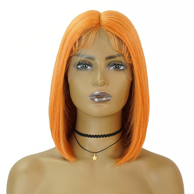 14 pollici HD pizzo davanti bob parrucche con naturale arancio setaccio capelli umani peruvini dritti