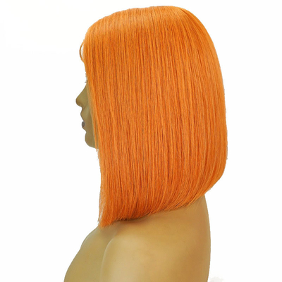 14 pollici HD pizzo davanti bob parrucche con naturale arancio setaccio capelli umani peruvini dritti