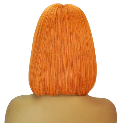 14 pollici HD pizzo davanti bob parrucche con naturale arancio setaccio capelli umani peruvini dritti