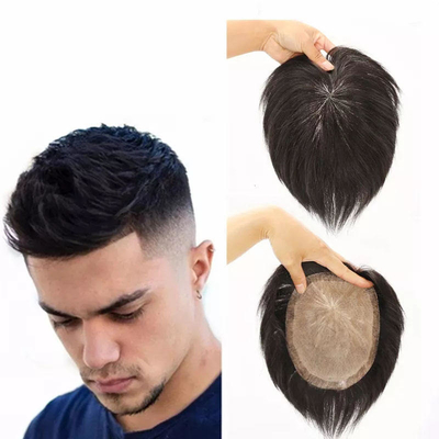 100% capelli umani Cuticule completa Sì.100% cuticule vergine Capelli allineati Toupee naturale per uomini