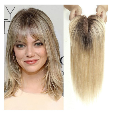 Clip di base di seta in topper 14 pollici 150% densità naturale nero/marrone scuro/marrone mocca