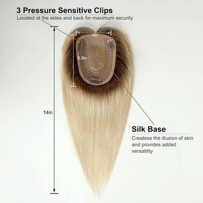Clip di base di seta in topper 14 pollici 150% densità naturale nero/marrone scuro/marrone mocca