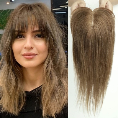 Clip di base di seta in topper 14 pollici 150% densità naturale nero/marrone scuro/marrone mocca