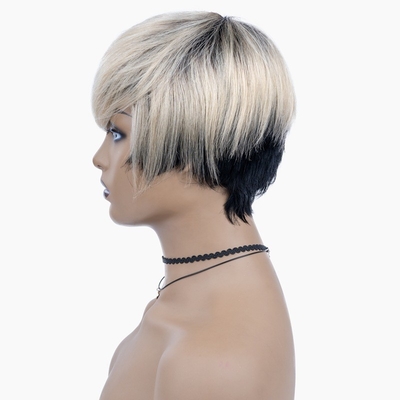 Perrucca per capelli umani T1B 613 di colore biondo Perrucche corte e rette per donne nere