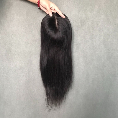 18 pollici naturale europeo reale parte libera base di seta capelli umani clip in topper per donne