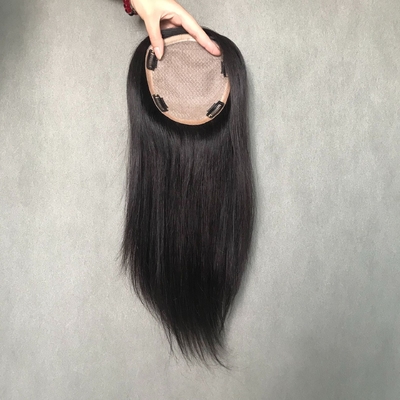 18 pollici naturale europeo reale parte libera base di seta capelli umani clip in topper per donne