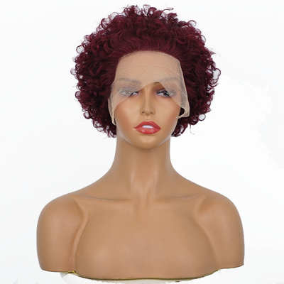 99J Borgoña Indiana cruda cuticule vergine allineata capelli umani pizzo parrucche anteriori per piccole dimensioni