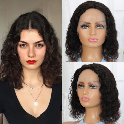 100% capelli umani parrucca di fronte in pizzo brasiliano per donne nere parrucca corta Bob Style