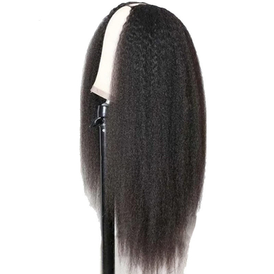 Parrucche Lunghezza V Parte Longue Senza colla Afro Kinky Capelli umani dritti Parrucca 250% Densità