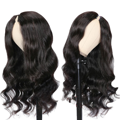 Nessuna parrucca di pizzo V parte di capelli cambogiani parrucca corpo ondulato capelli umani grezzi senza lasciare fuori senza colla
