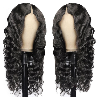 Loose Wave V Part Parrucche online con linea naturale dei capelli e Full Machine Made Double Draw