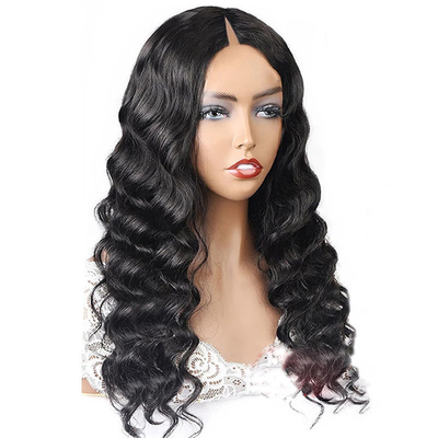Loose Wave V Part Parrucche online con linea naturale dei capelli e Full Machine Made Double Draw