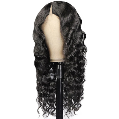 Loose Wave V Part Parrucche online con linea naturale dei capelli e Full Machine Made Double Draw