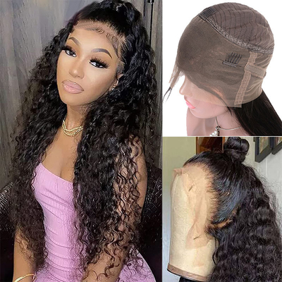 Ondata d'acqua Full Lace Capelli umani Perrucche per donne nere Lunghezza HD 360 Lace Frontale