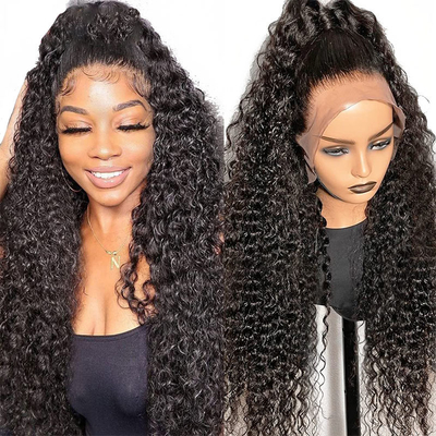 Capelli indiani grezzi HD pizzo parrucche frontali 360 pizzo parrucche per donne nere 10A 12A ricci