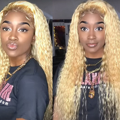 Capelli di qualità Remy Capelli italiani Long Curly Transparent Lace Front 613 Blonde Human Hair Parrucche