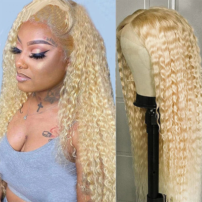 Capelli di qualità Remy Capelli italiani Long Curly Transparent Lace Front 613 Blonde Human Hair Parrucche