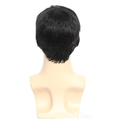 150% Densità Naturale Nero Capelli Corti Perrucca Per Uomini Capelli di Ricambio Pieni A Strati