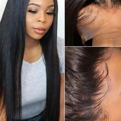 Long Black Bone Straight Vietnamese Raw Virgin Hair Perrucche per la tecnica del fronte in pizzo