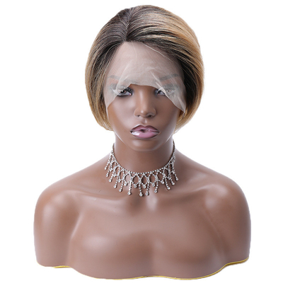 Long Vietnamese Raw Virgin HD 13x1 T Part Lace Front Pixie Cut Human Hair Parrucche Ombre Brown
