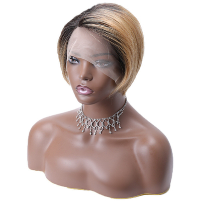 Long Vietnamese Raw Virgin HD 13x1 T Part Lace Front Pixie Cut Human Hair Parrucche Ombre Brown