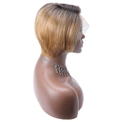 Long Vietnamese Raw Virgin HD 13x1 T Part Lace Front Pixie Cut Human Hair Parrucche Ombre Brown