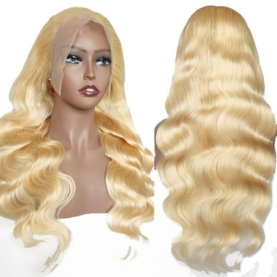 Color marrone chiaro pizzo Vergine bionda corpo sottolineato ondulato riccio full pizzo parrucca anteriore 613 HD 13x6 per donne