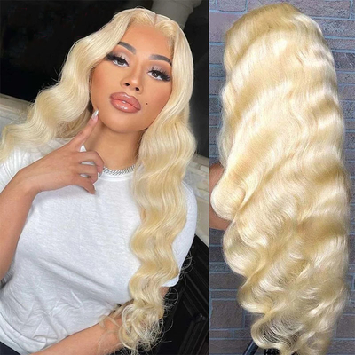 Color marrone chiaro pizzo Vergine bionda corpo sottolineato ondulato riccio full pizzo parrucca anteriore 613 HD 13x6 per donne