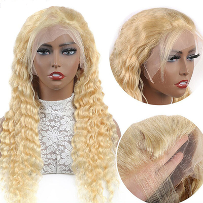 Color marrone chiaro pizzo Vergine bionda corpo sottolineato ondulato riccio full pizzo parrucca anteriore 613 HD 13x6 per donne