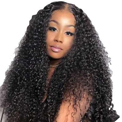 HD Swiss Lace Front Mongolian Peruvian 13x4 Afro Kinky Curly Human Hair Parrucca con capelli da bambino
