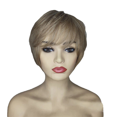 6' corto, senza adesivo, naturale, con taglio da fantoccio, perrucca brasiliana, parrucche per capelli umani, per donne bianche.